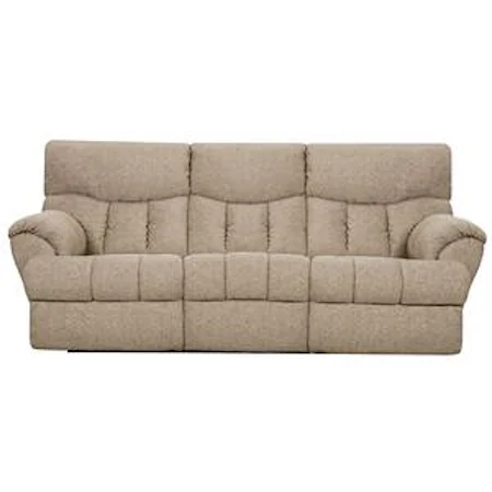 Powerized Double Reclining Sofa with Two End Recliners and Padded Footrests 